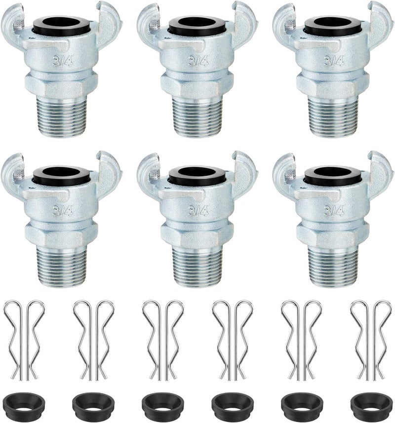 Venussar 6PCS 3/4'' NPT Iron Air Hose Fitting, Universal Coupling Chicago Fitting 3/4'' for Male End - Image 1